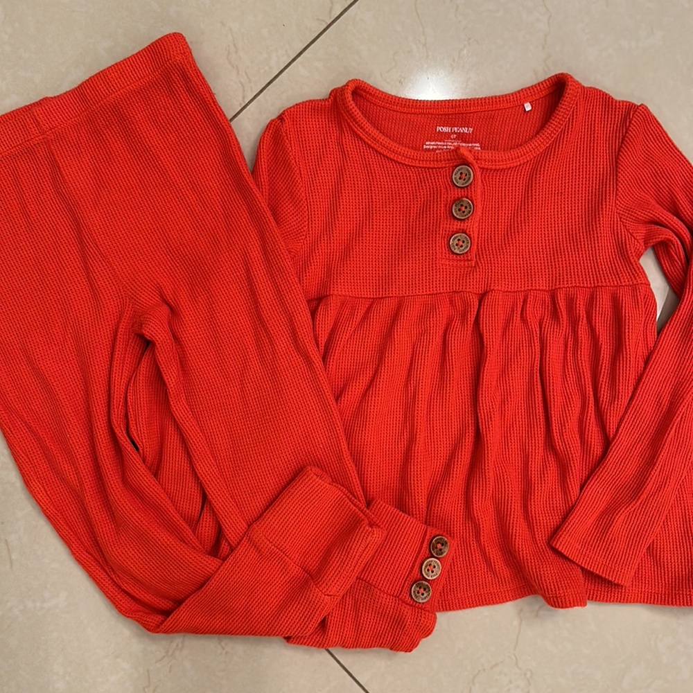 Posh peanut waffle pajamas, girls, size 6, color: orange